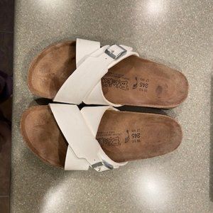 white, size 38, birkenstock sandals